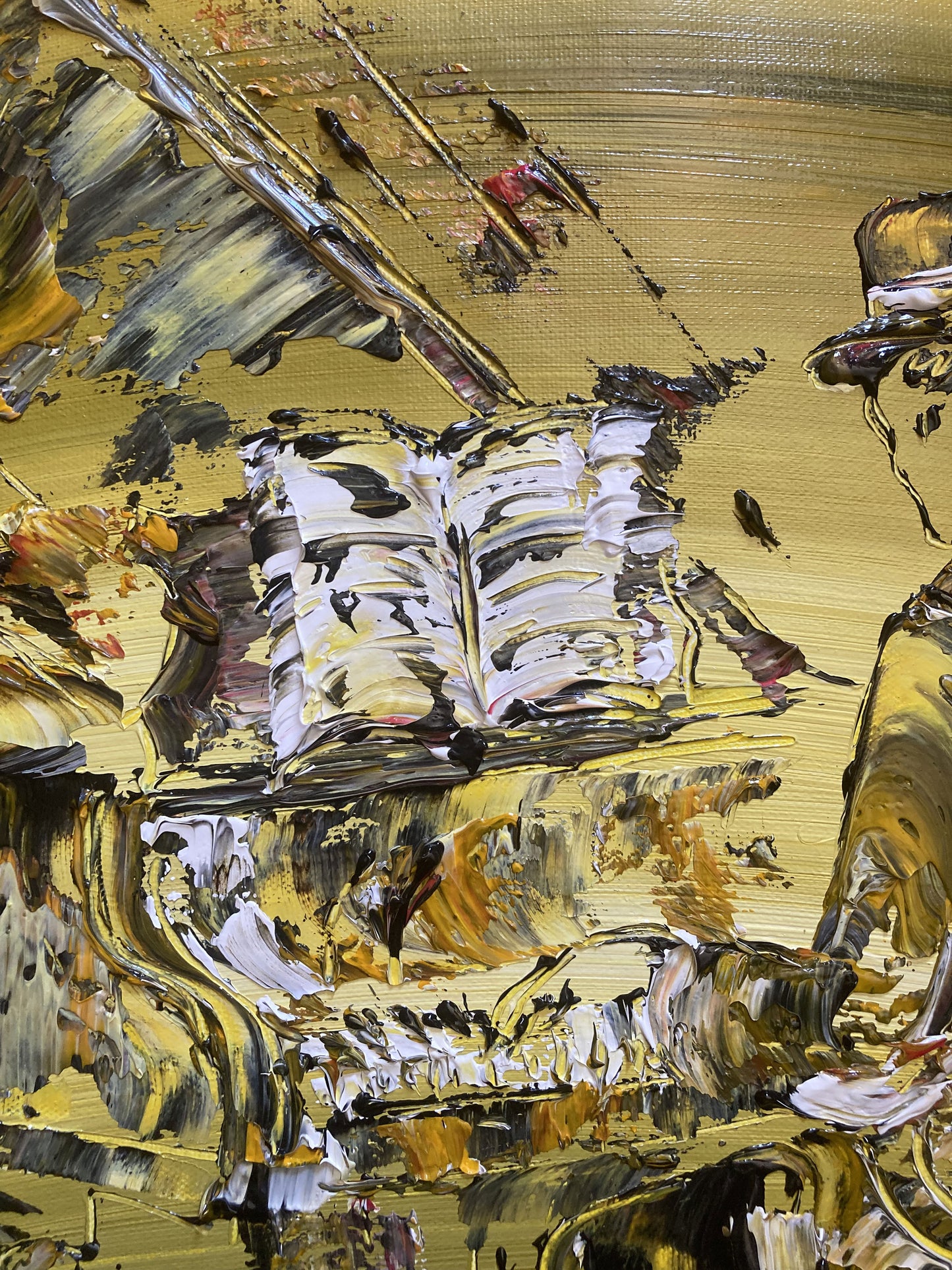 Tableau, pianiste, jazz, Musicien, piano, Musique. Peinture sur toile format 55x46cm. Création Virginie Linard ©.