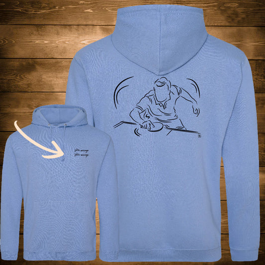 Graphisme ping-pong tennis de table Sweat-shirt bleuet unisexe. A personnaliser avec un texte. Création Virginie Linard ©.