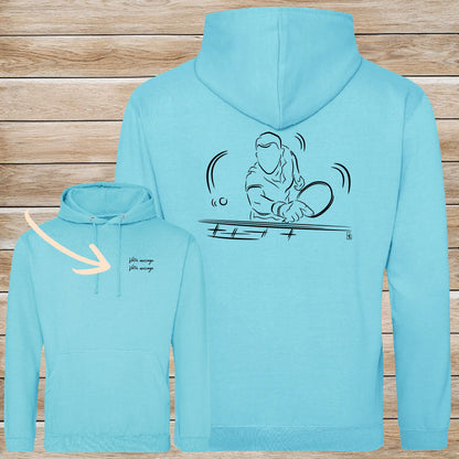 Graphisme ping-pong tennis de table Sweat-shirt bleuet unisexe. A personnaliser avec un texte. Création Virginie Linard ©.