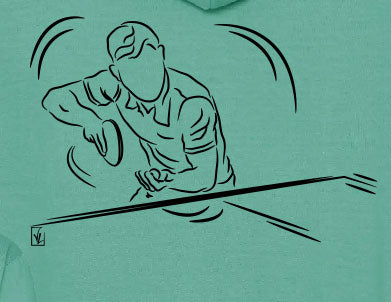 Graphisme ping-pong tennis de table Sweat-shirt printemps unisexe. A personnaliser avec un texte. Création Virginie Linard ©.