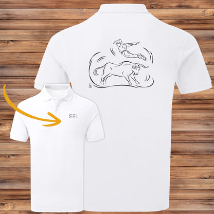 Polo homme blanc personnalisé avec texte, cadeau idéal Course Landaise design L'Envol.