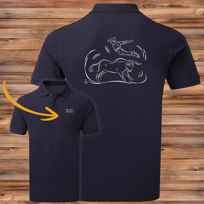 Polo homme bleu marine personnalisé avec texte, cadeau idéal Course Landaise design L'Envol.