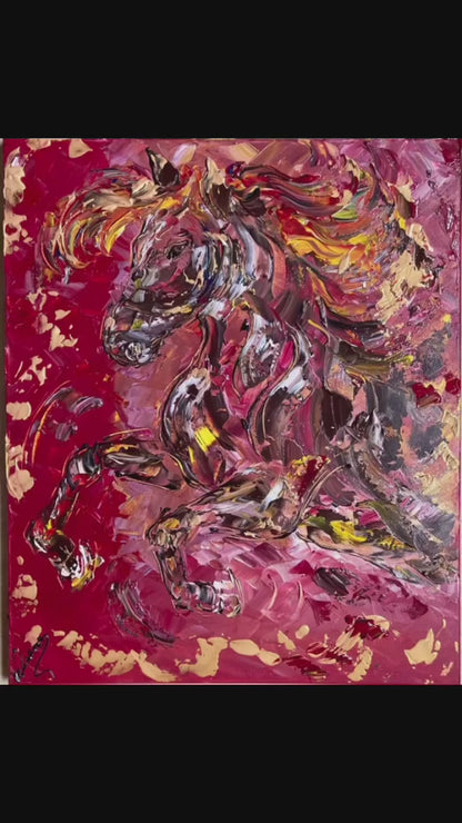 Horse in motion Painting on canvas 55x46cm