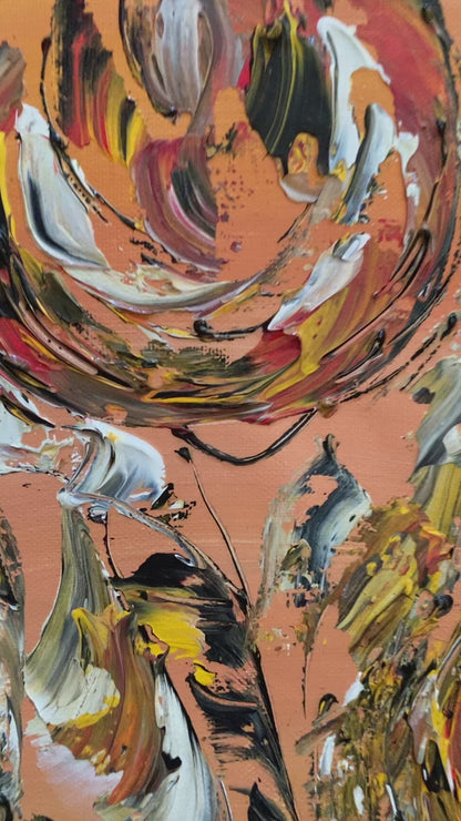 Tableau Peinture Guitariste Musicien - Spatule Reliefs - Toile Originale 30x60cm