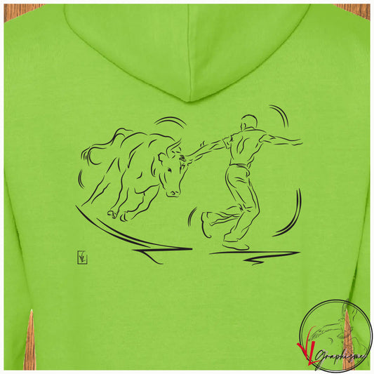 Raseteur Course Taureau Camargue Sweat-shirt vert personnalisé Création VLGraphisme Virginie Linard ©