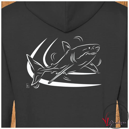 Sweat-shirt noir avec graphisme d'un grand requin