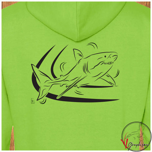 Sweat-shirt vert avec graphisme d'un grand requin