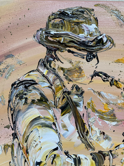 Saxophoniste Musicien - Peinture sur toile 46x38cm