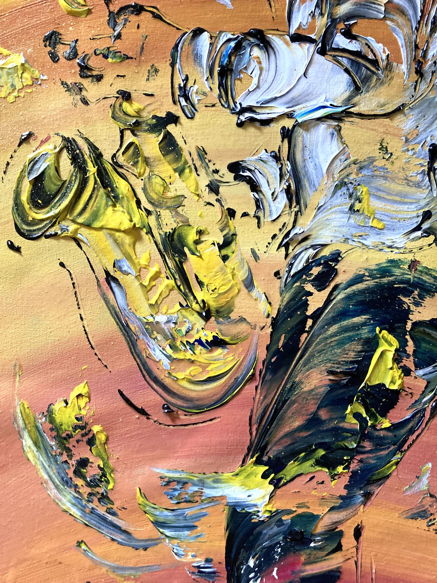 Tableau Saxophoniste peinture sur toile 30x60 detail3 virginie Linard ©