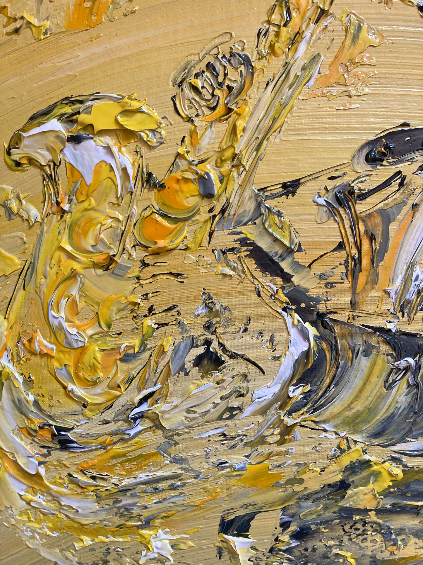 Tableau Peinture Saxophoniste Jazz - Spatule Reliefs - Toile Originale 40x40cm