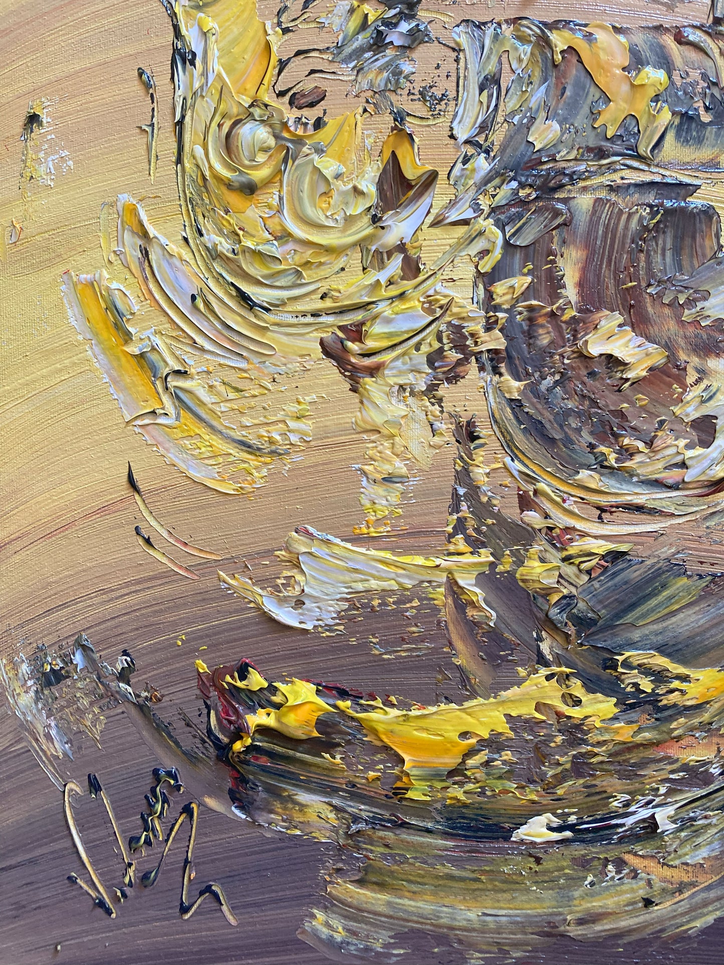 Tableau musicien saxophoniste jazz , peinture sur toile 30x60cm. Création Virginie Linard ©.