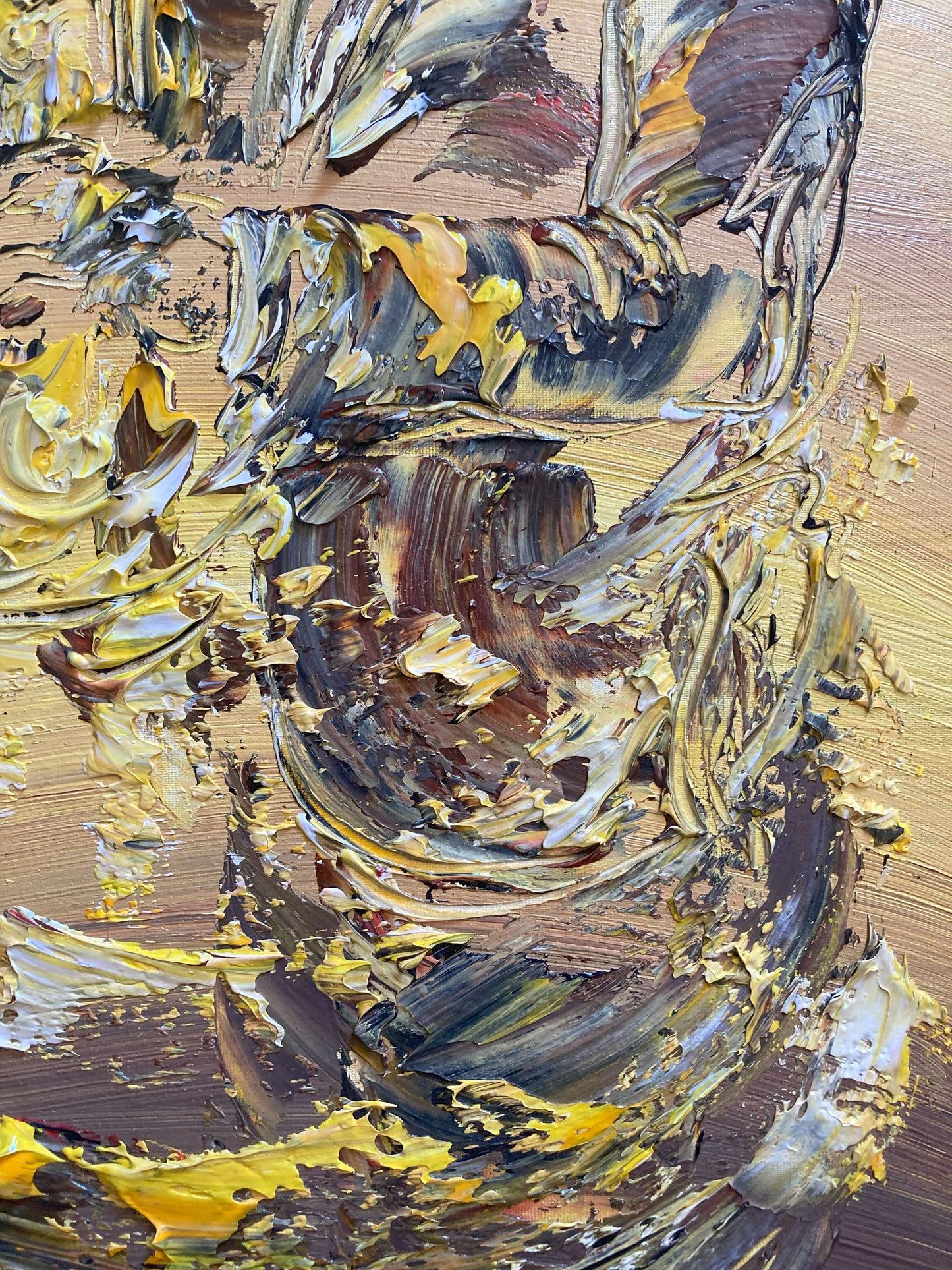 Tableau musicien saxophoniste jazz , peinture sur toile 30x60cm. Création Virginie Linard ©.