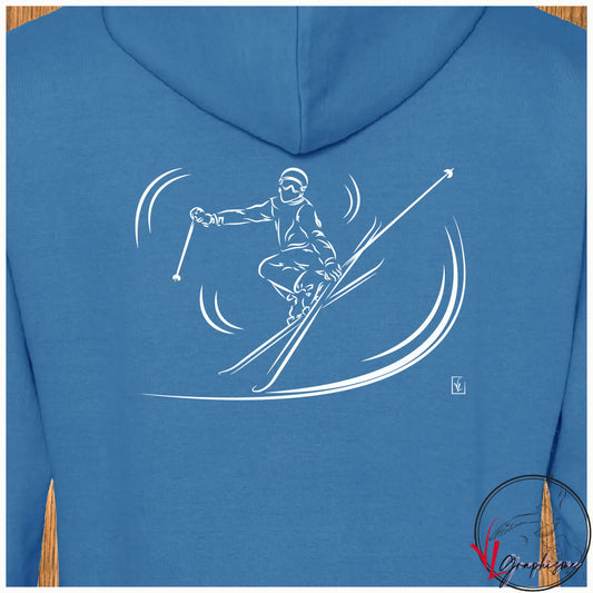 Ski saut sweat shirt bleu à personnaliser virginielinard.com ©
