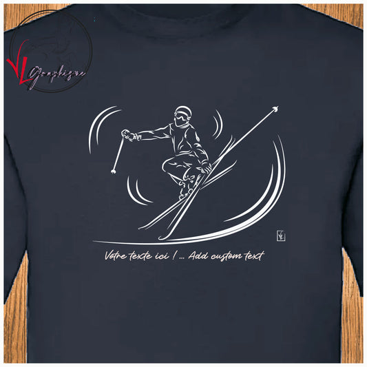 Ski saut tshirt bleu marine à personnaliser virginielinard.com