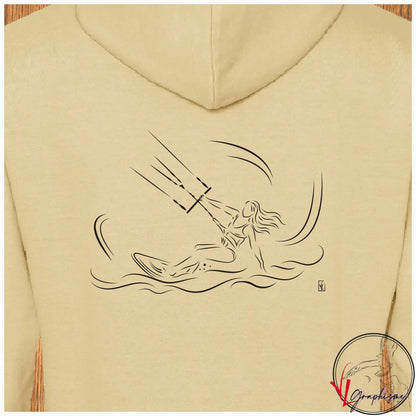 Skysurf femme Mer Océan Sweat-shirt beige personnalisé Création VLGraphisme Virginie Linard ©