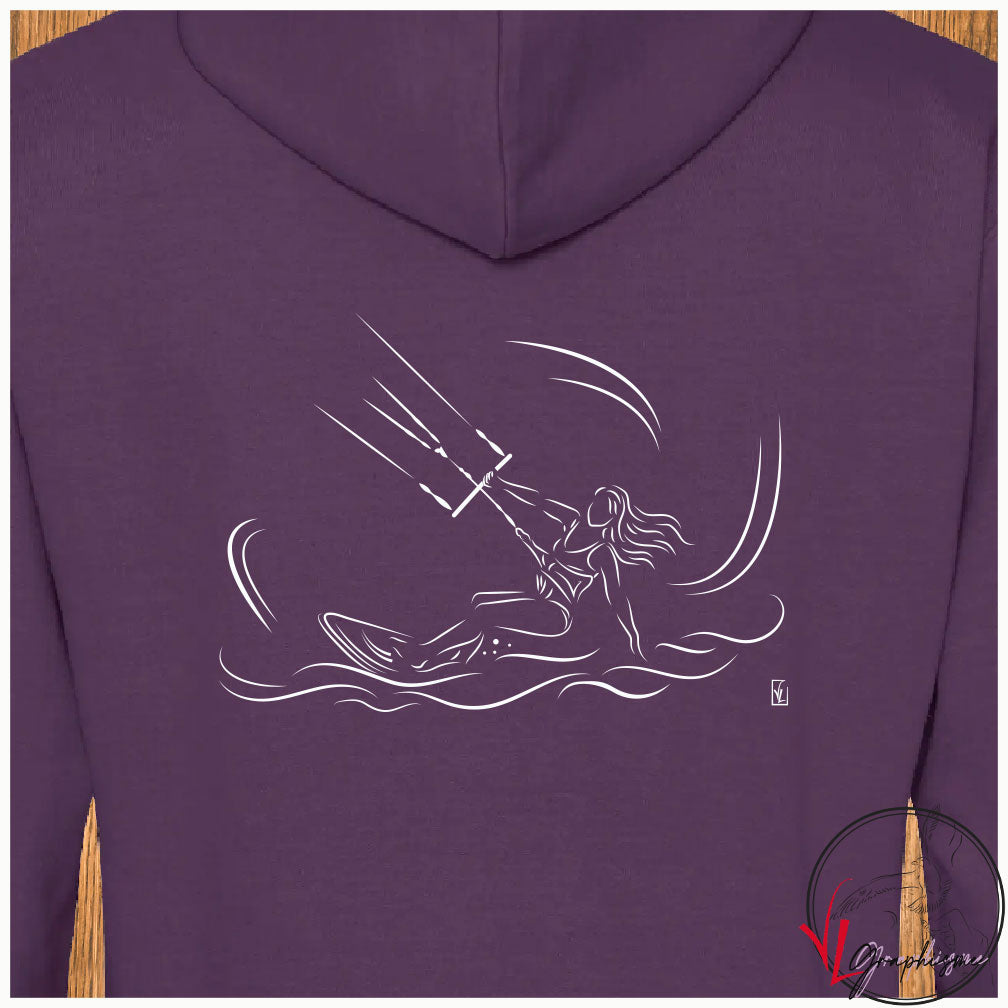 Skysurf femme Mer Océan Sweat-shirt prune personnalisé Création VLGraphisme Virginie Linard ©