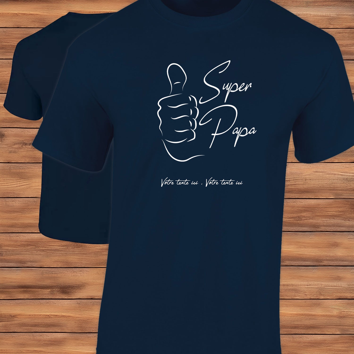 Graphisme super papa sur t-shirt à personnaliser avec un texte. Création Virginie Linard ©.