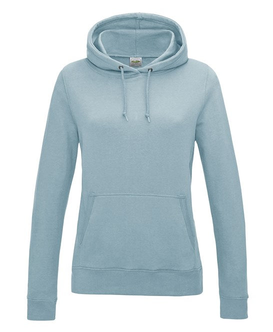 280 g feminin geschnittener Kapuzenpullover – Herz- und Rückenlage – grün-blaue Farbkarte