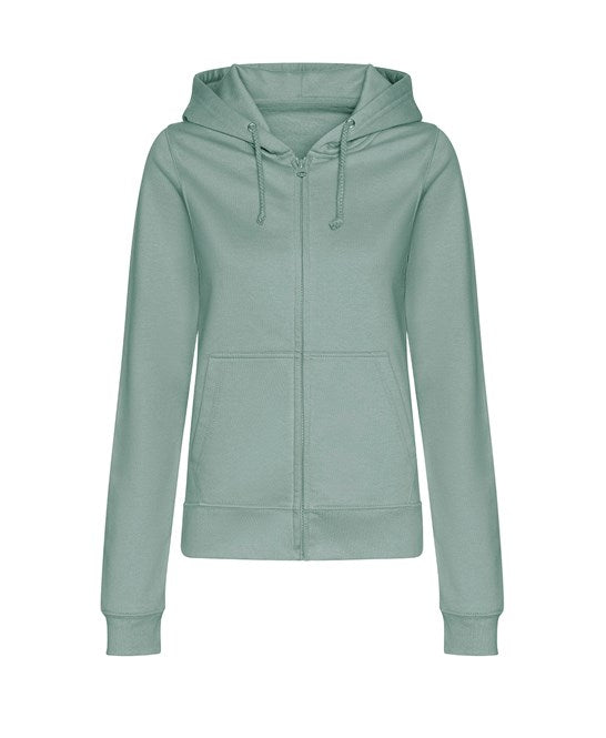 Veste zippée sweat à capuche 280g coupe féminine - Emplacement coeur & dos - Nuancier couleur vert bleu