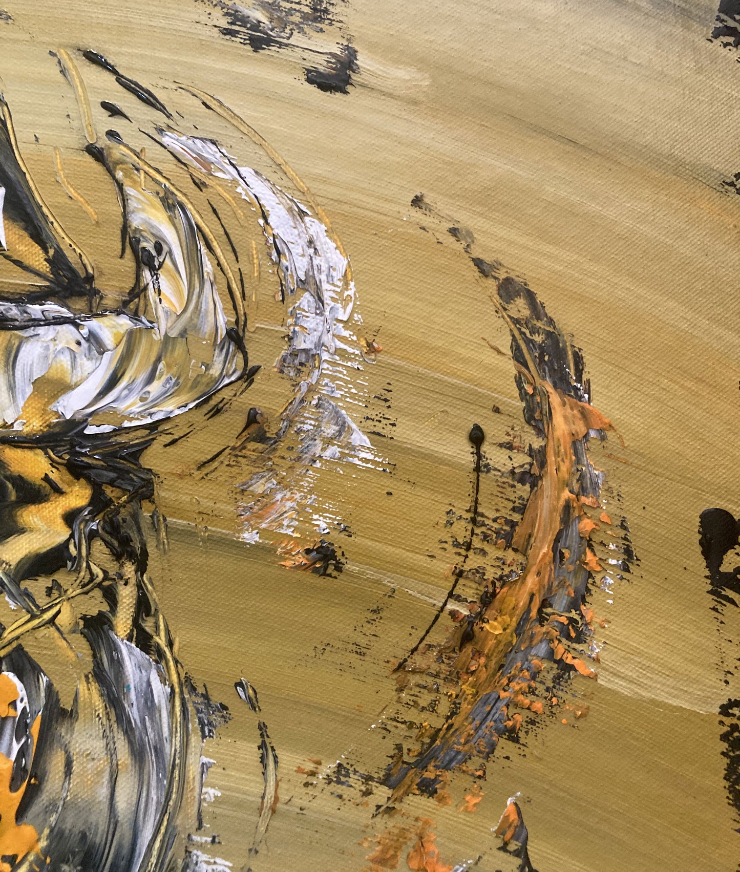 Tableau Peinture Taureau Combat - Spatule Reliefs - Toile Originale 70x70cm