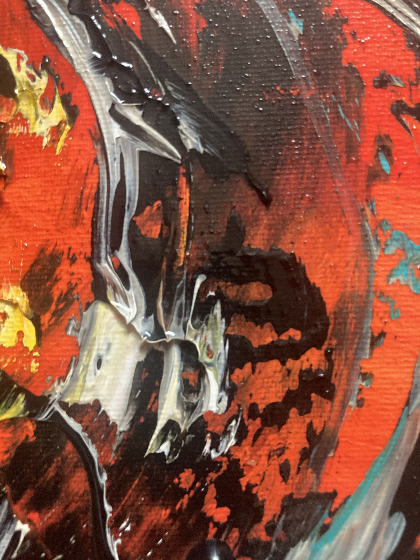 Tableau Taureau - Spatule Reliefs - Toile Originale 30x40cm