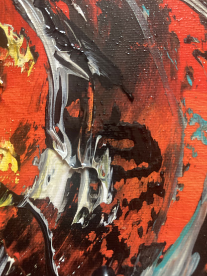 Tableau Taureau - Spatule Reliefs - Toile Originale 30x40cm