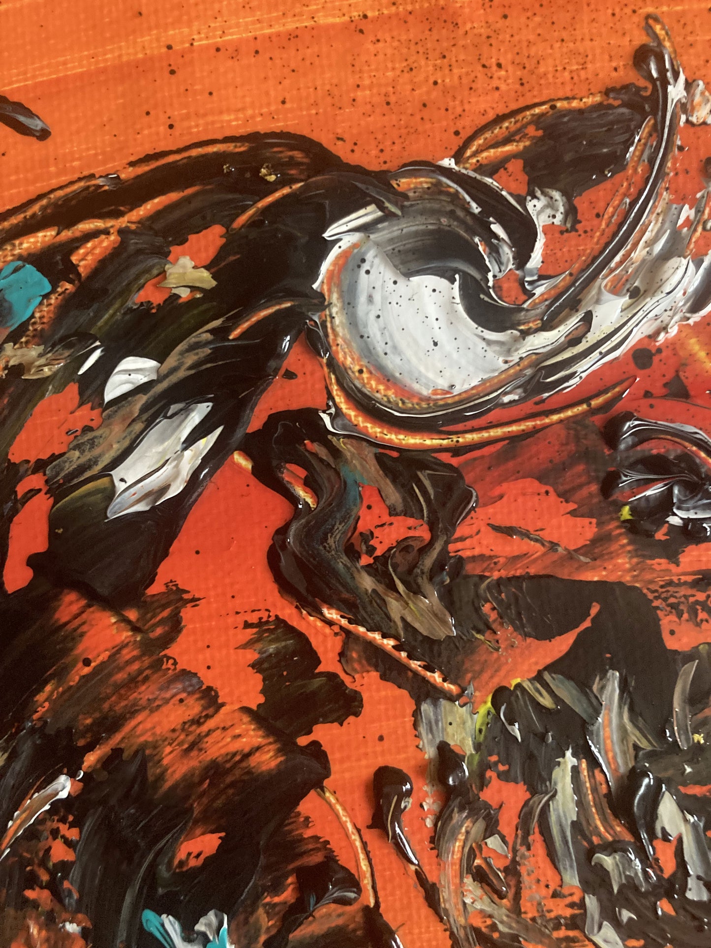 Tableau peinture duo Taureaux - Spatule Reliefs - Toile Originale 55x46cm