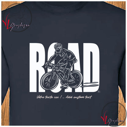Vélo course road shirt bleu marine à personnaliser virginielinard.com ©