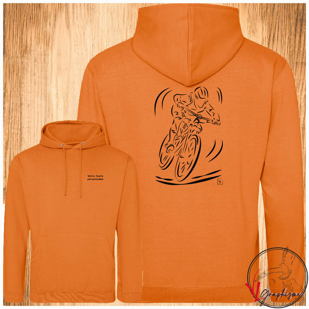 Vélo VTT Cross course sweat shirt orange à personnaliser virginielinard.com ©