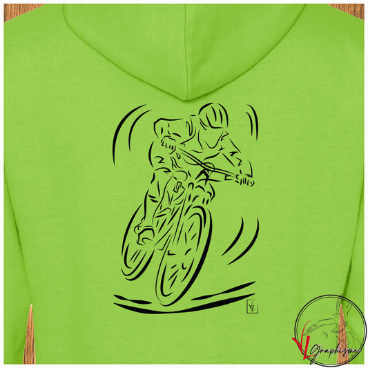 Vélo VTT Cross course sweat shirt vert à personnaliser virginielinard.com ©