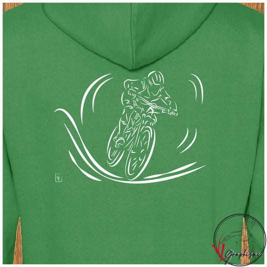 Vélo VTT Cross sweat shirt vert à personnaliser virginielinard.com ©