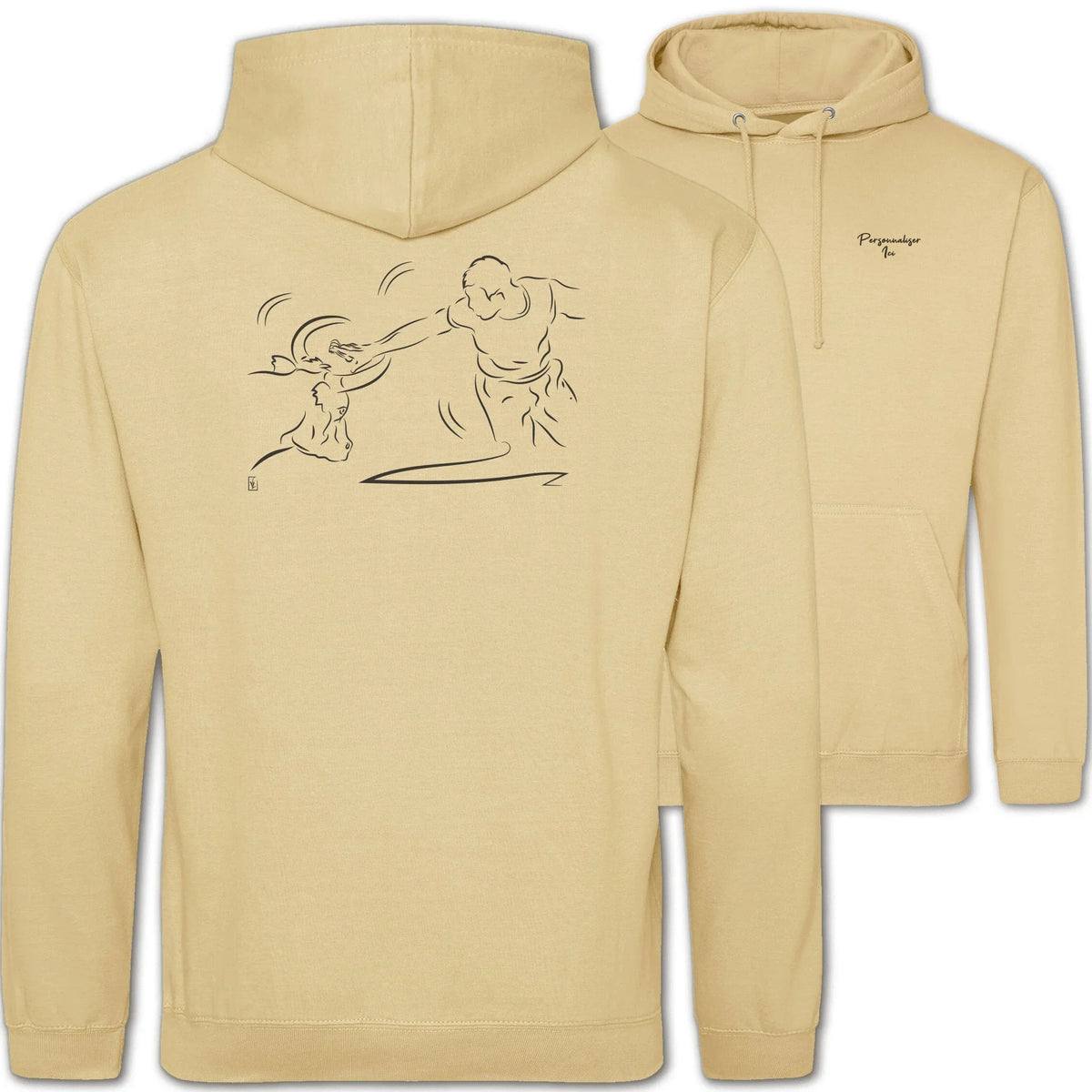 Motif Camargue Course camarguaise - Cocarde - au dos d'un Sweat à capuche Unisexe 280g - Beige Desert sand