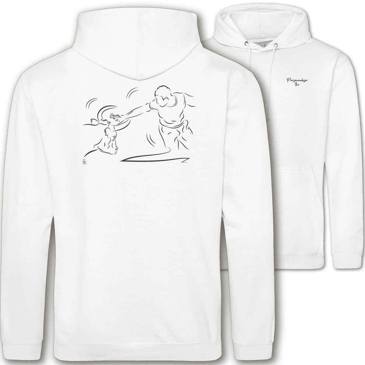 Motif Camargue Course camarguaise - Cocarde - au dos d'un Sweat à capuche Unisexe 280g - Blanc Arctic White