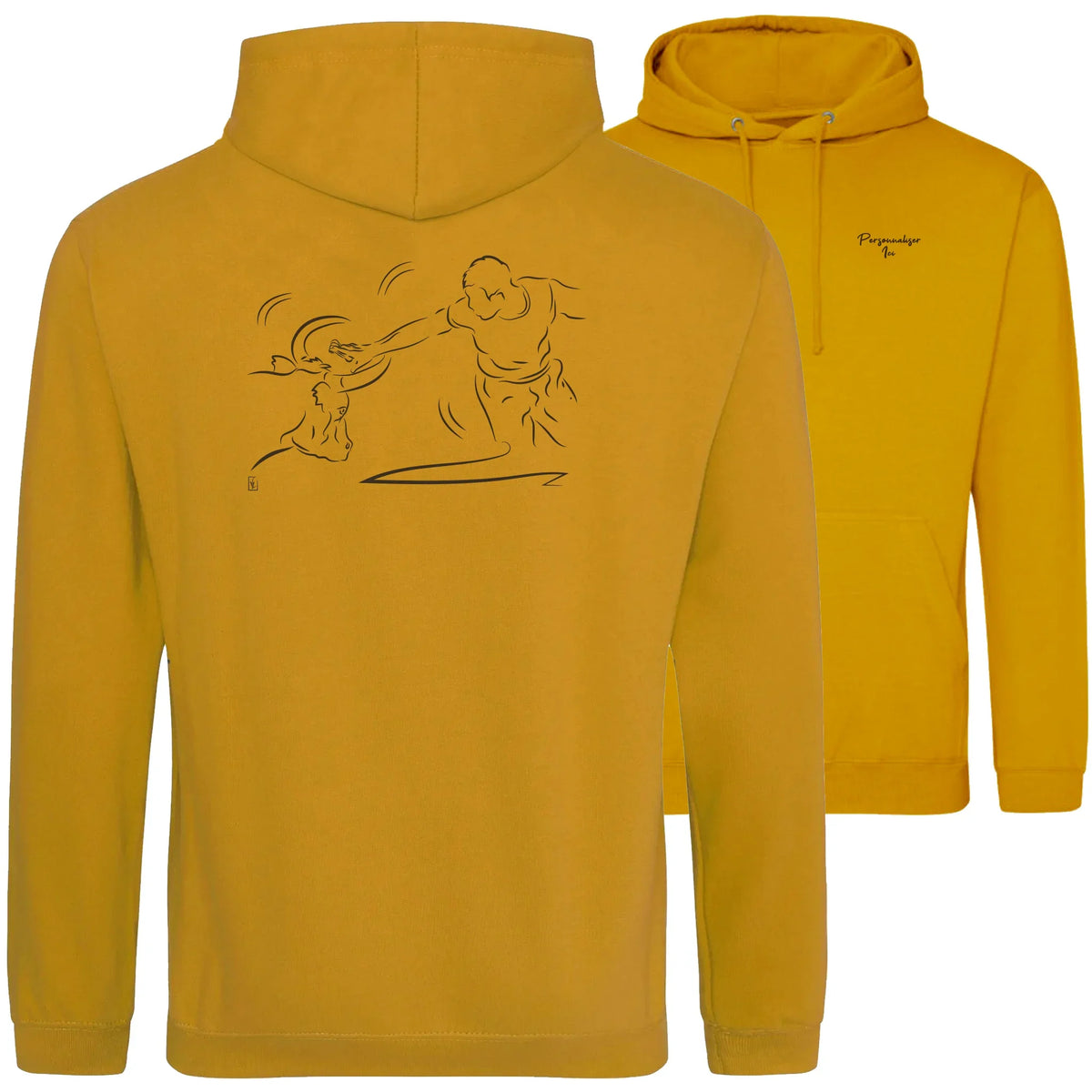 Motif Camargue Course camarguaise - Cocarde - au dos d'un Sweat à capuche Unisexe 280g - Marron Mustard
