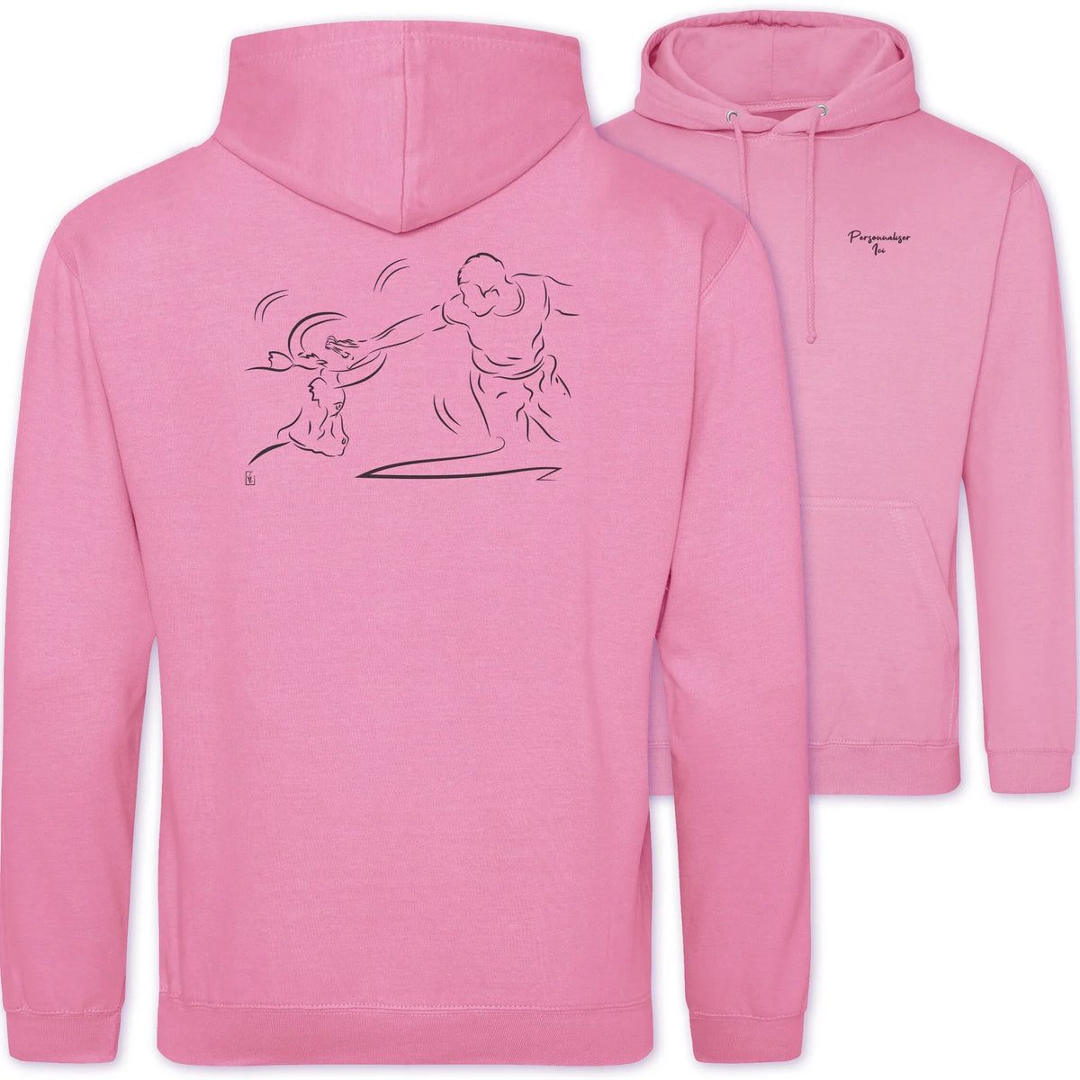 Motif Camargue Course camarguaise - Cocarde - au dos d'un Sweat à capuche Unisexe 280g - Rose Candyfloss pink
