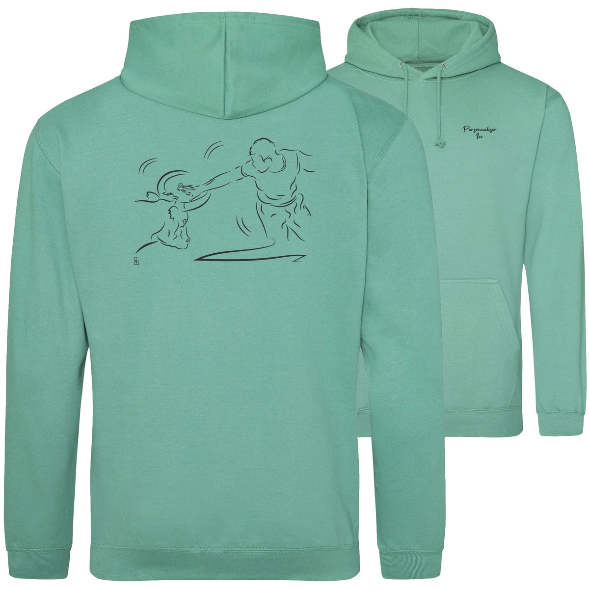 Motif Camargue Course camarguaise - Cocarde - au dos d'un Sweat à capuche Unisexe 280g - Vert Spring green