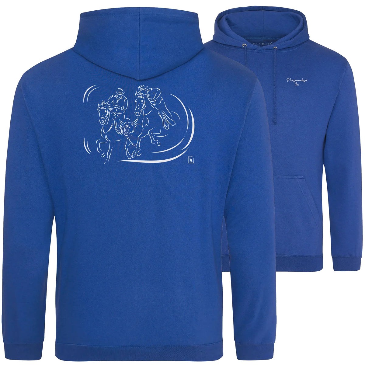 Motif Camargue Gardians et taureaux - Bandido - au dos d'un Sweat à capuche Unisexe 280g - Bleu Royal blue