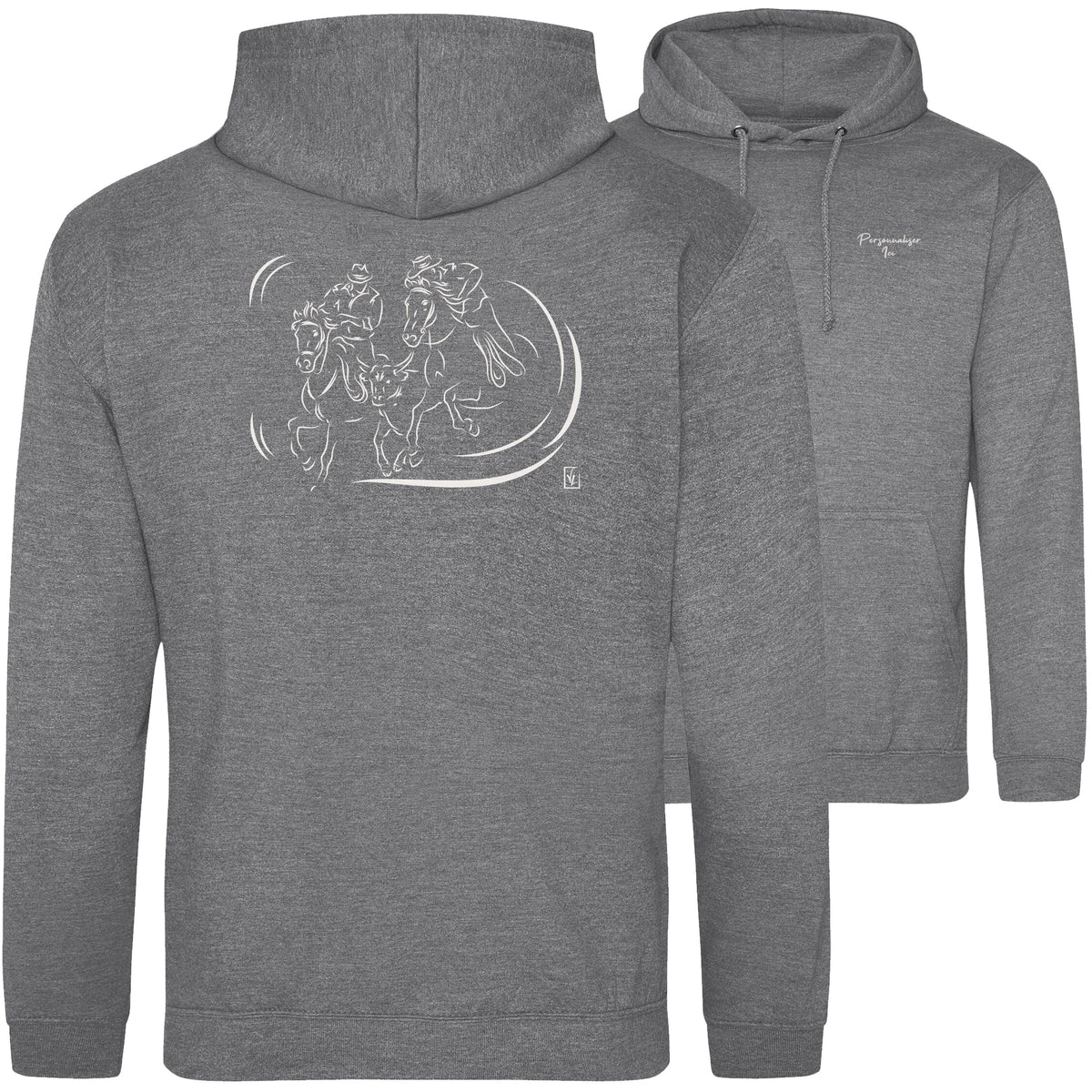 Motif Camargue Gardians et taureaux - Bandido - au dos d'un Sweat à capuche Unisexe 280g - Gris Graphite heaver