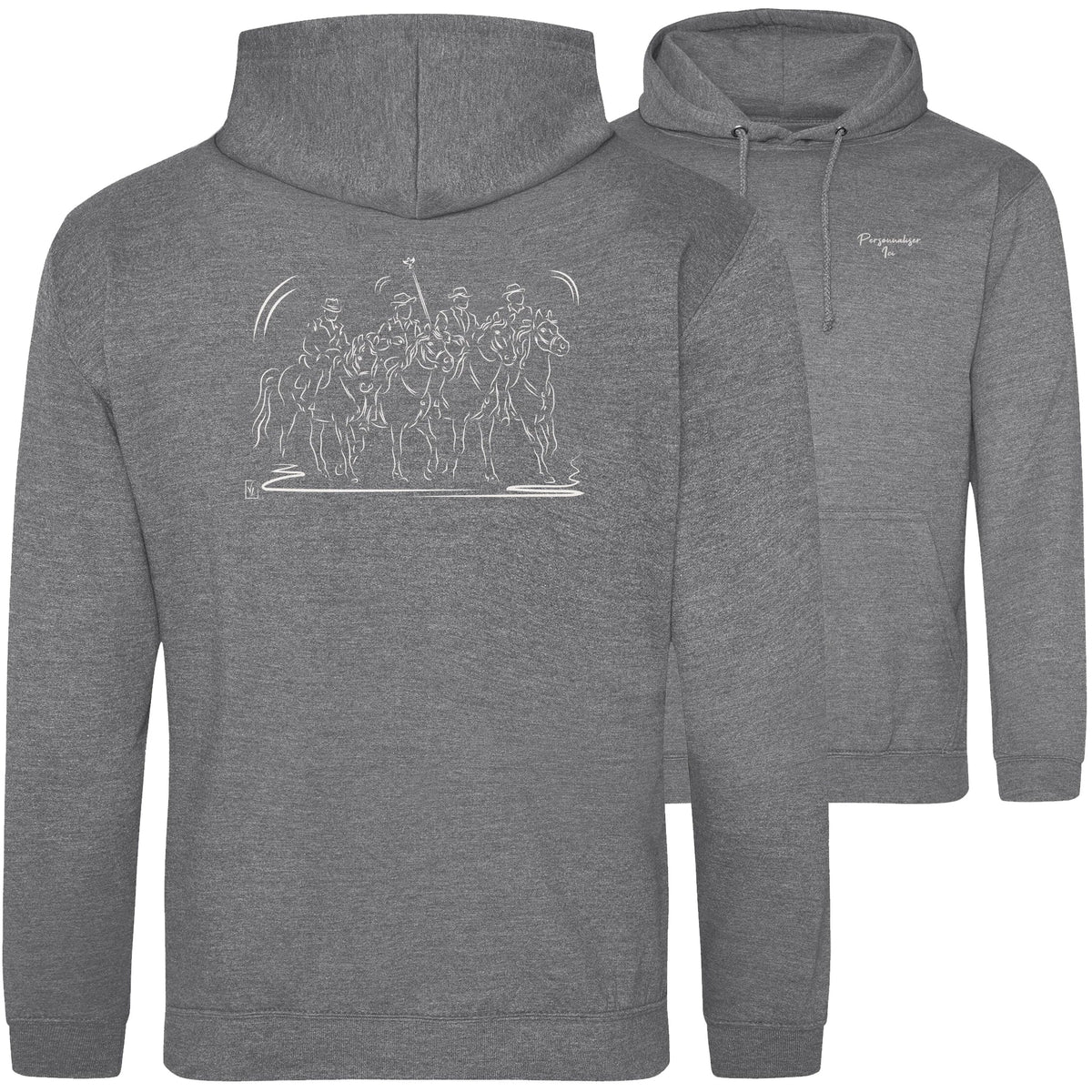 Motif Camargue Gardians et taureaux - Culture - au dos d'un Sweat à capuche Unisexe 280g - Gris Graphite heaver