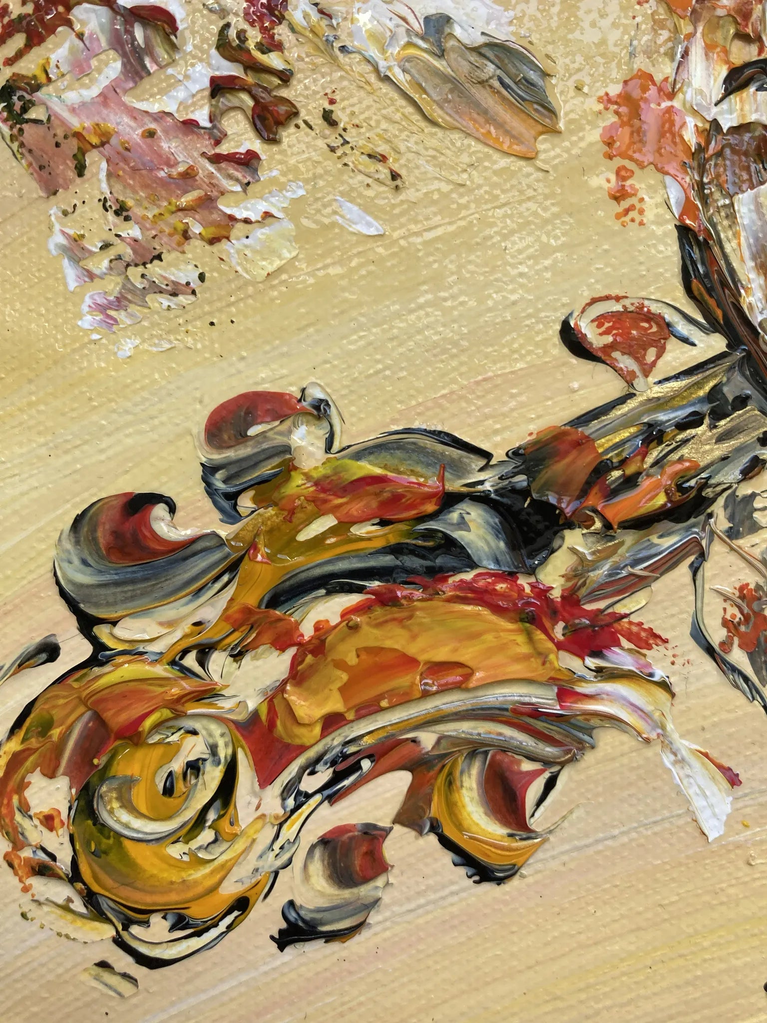 Tableau d'un musicien jouant du violon solo, style peinture classique et mélodique. Détail 1.