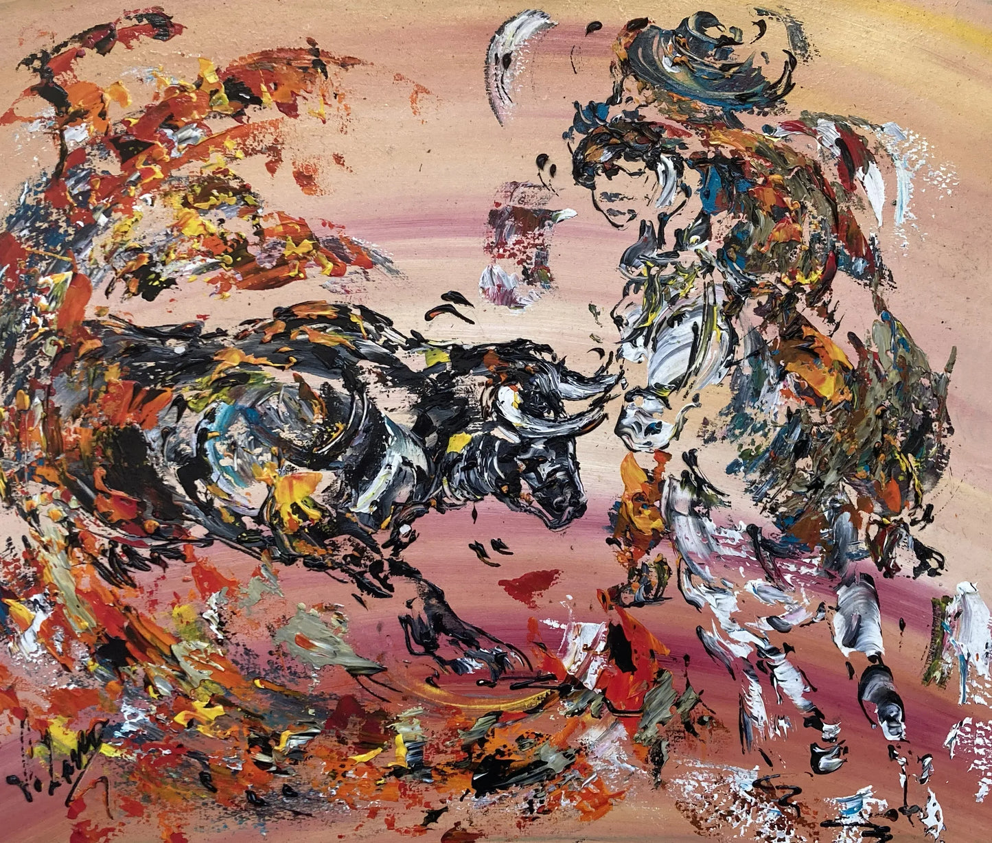 Scène de jazz à la contrebasse, art mural pour salon, peinture acrylique texturée sur toile.