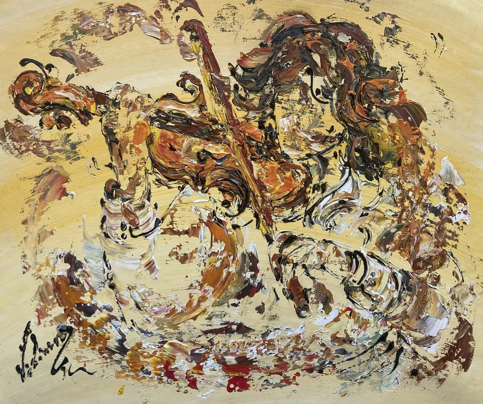 Tableau d'un musicien jouant du violon solo, style peinture classique et mélodique.