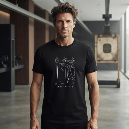 T-shirt Tir Sportif homme Noir personnalisé (texte/prénom). Idée cadeau Tireur, modèle "Stand".