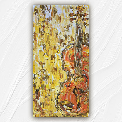 Tableau instrument musique violon , peinture sur toile 40x80cm. Création Virginie Linard ©.