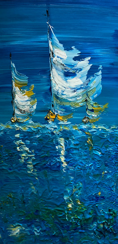 Tableaux voiliers marine 30x60 peint à la main virginie Linard ©