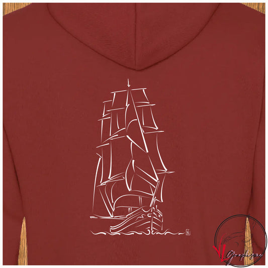 Vieux gréement voilier Mer Océan Sweat-shirt marron personnalisé Création VLGraphisme Virginie Linard ©