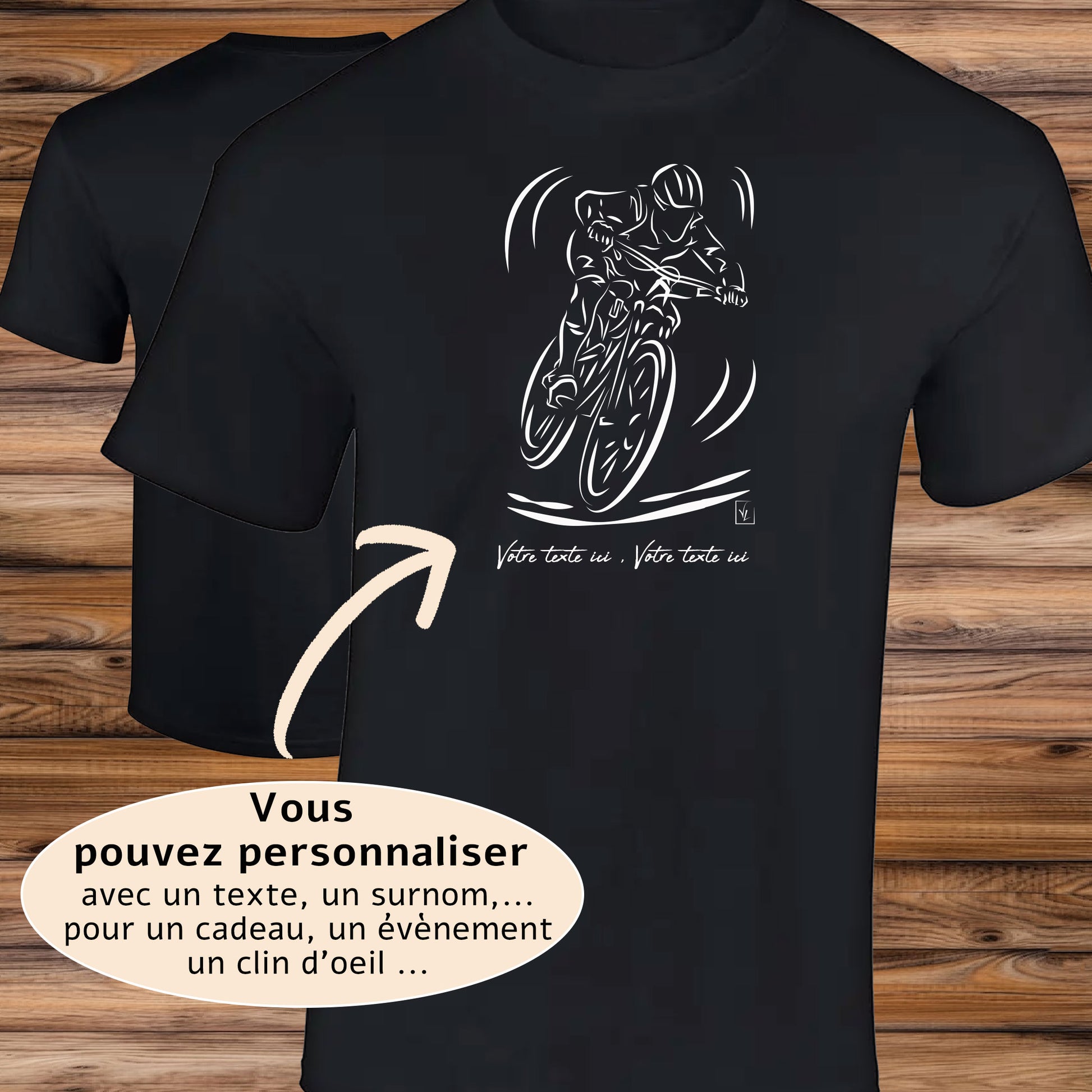 mountainbike personalisieren Grafik Bike MTB Cross Rennen Sport auf T-Shirt zu personalisieren mit Text Kreation Virginie Linard ©