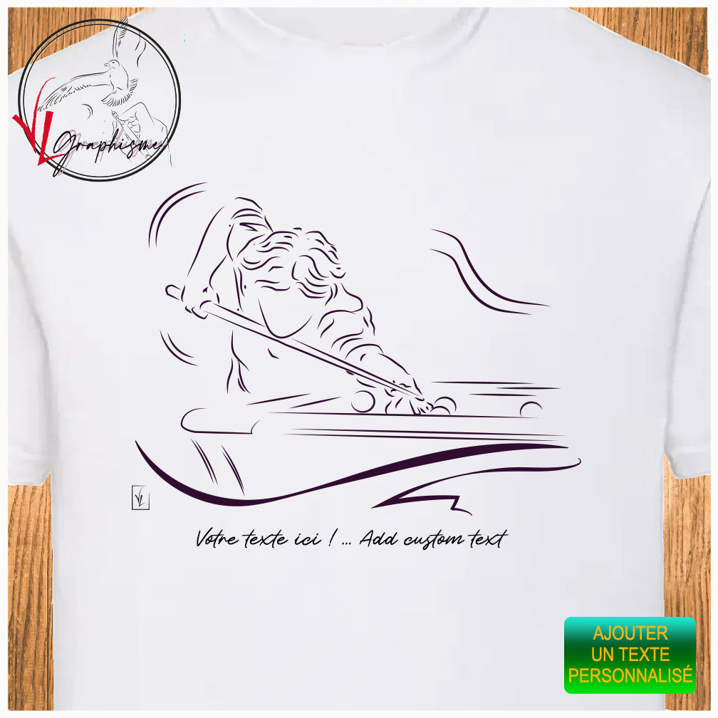 TShirt Billard Bille Blanche Sport