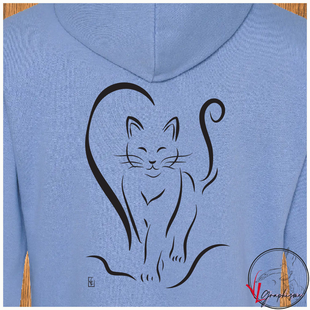 Chat moitié Coeur Sweat-shirt personnalisé Création VLGraphisme Virginie Linard ©