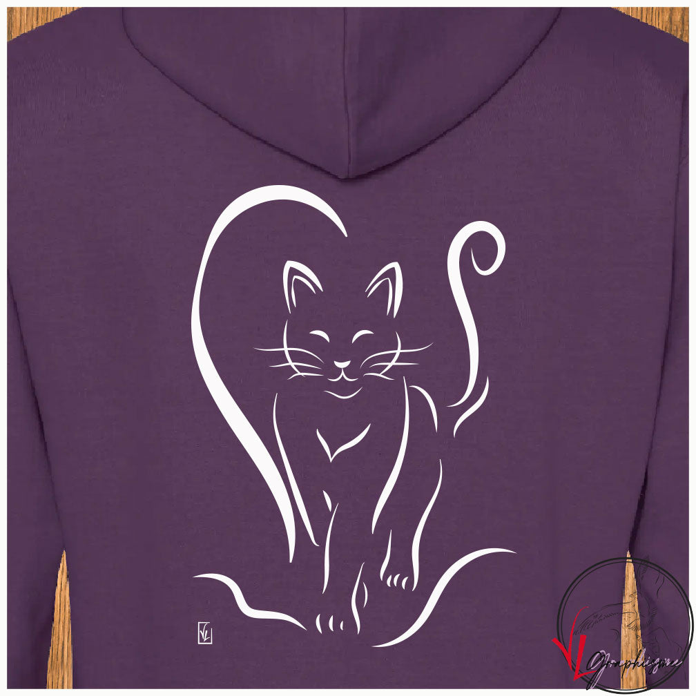 Chat moitié Coeur Sweat-shirt personnalisé Création VLGraphisme Virginie Linard ©